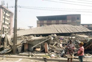 The site of the building collapse