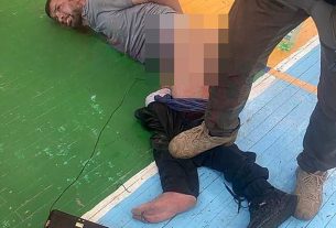 Photographs show one of the suspected terrorists, named as Shamsuddin Fariddun, lying on a gym floor with his trousers pulled down and wires evidently attached to his groin area