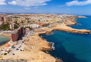 Two people including a British holidaymaker have died after trying to rescue two children who were in difficulties in the sea at a Costa Blanca beach. Pictured: A view shows a rocky coastline in Spain's Alicante province (stock photo)