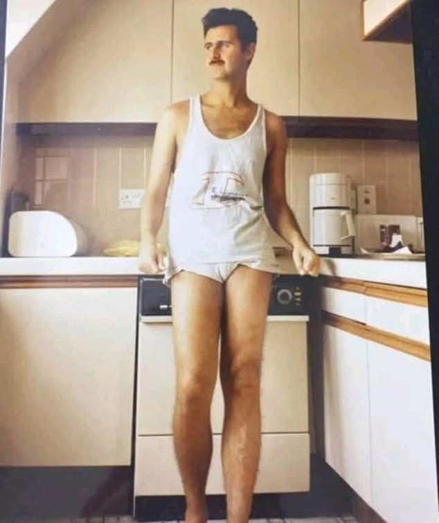 One picture shows Assad in nothing but white pants and a vest, clearly posing for the camera
