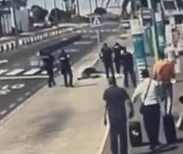 He is said to have tried to force his way through airport control after being intercepted, setting off a scanner because of the knife he was carrying in his rucksack