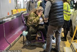 Lindsay Sanford pictured at Heathrow Airport on Friday