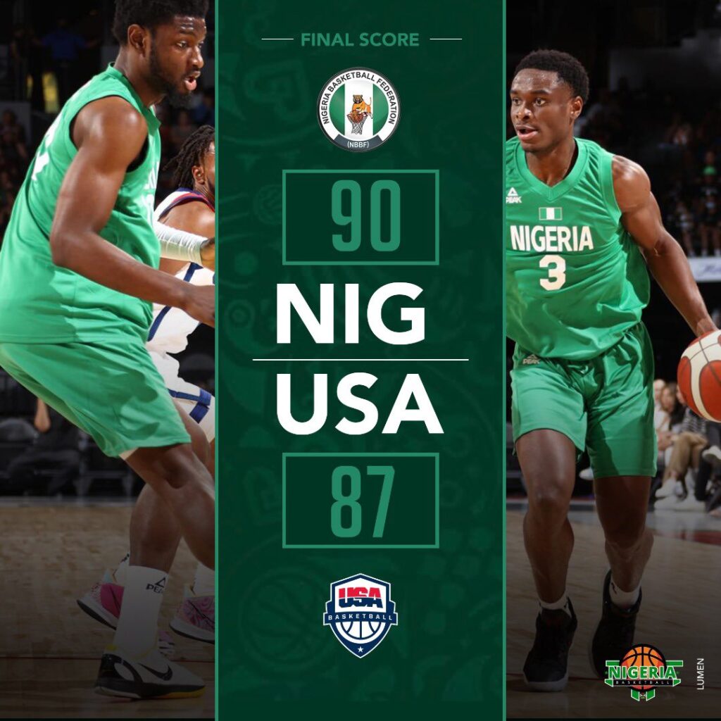 Watch And Download Full Match Highlights As Nigeria Basketball Team Upset U S A In Olympic Exhibition Africhome