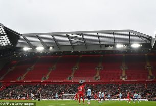 The upper tier of the new Anfield Road Stand (pictured) will finally open when Liverpool host Manchester United in the Premier League this Sunday