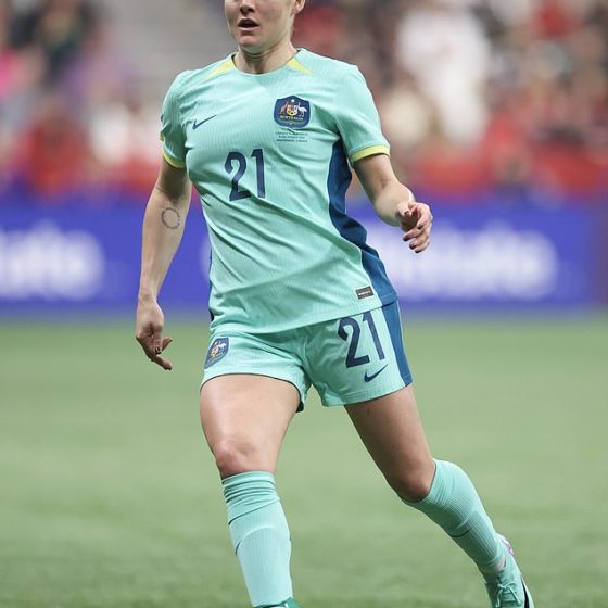 A concerning one in five players at the Women's World Cup were targeted by online trolls - including Matildas defender Ellie Carpenter (pictured)