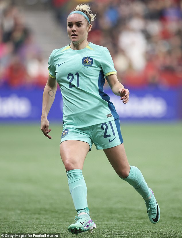 A concerning one in five players at the Women's World Cup were targeted by online trolls - including Matildas defender Ellie Carpenter (pictured)