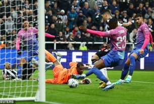 Fikayo Tomori produced an outstanding goal-line clearance to deny Miguel Almiron an opening goal for Newcastle