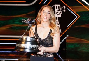 Mary Earps poses with the trophy after winning BBC Sports Personality of the Year last night
