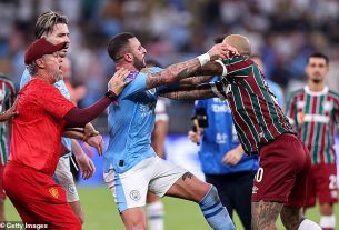 Felipe Melo (right) has revealed what sparked the melee at the end of the Club World Cup