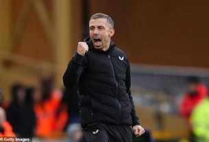 Wolves boss Gary O'Neil celebrates the impressive victory over Chelsea on Christmas Eve