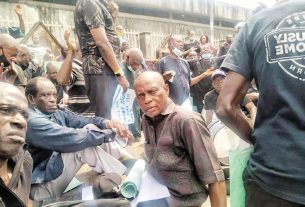 Rivers pensioners during a protest