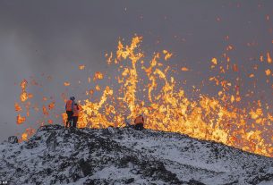 A hiker had to be rescued last night by a helicopter after getting lost near an erupting volcano in Iceland
