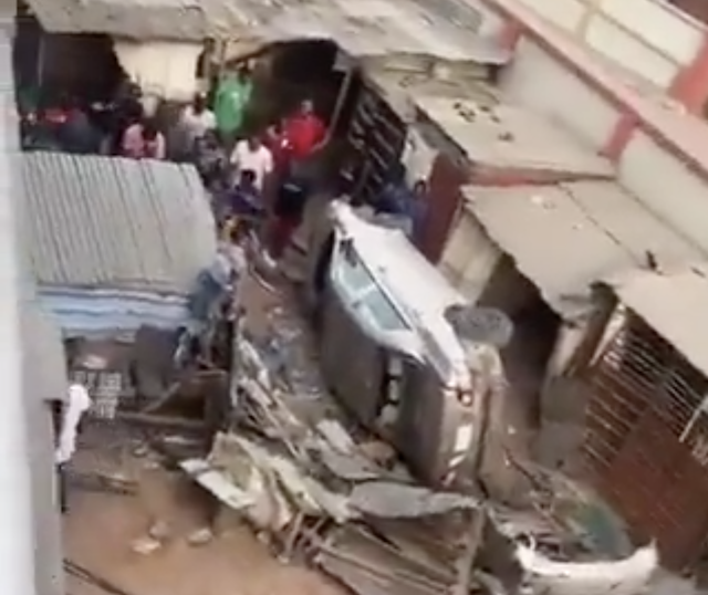 One escapes death as car falls off Lagos bridge