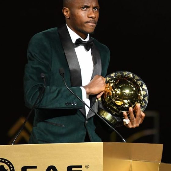 Osimhen celebrates winning CAF player of the year award
