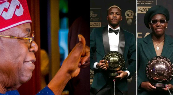 Tinubu Commends CAF Awards Winners Osimhen, Oshoala, Nnadozie For Remembering Their Roots 
