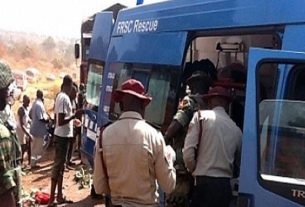 FRSC rescue team at a road accident scene