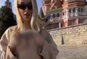 Lolita Bogdanova, 24 - aka Lola Bunny flashed her bare chest inside the walls of the Kremlin