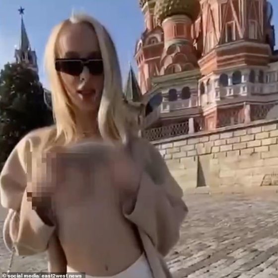 Lolita Bogdanova, 24 - aka Lola Bunny flashed her bare chest inside the walls of the Kremlin