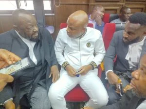 ipob leader, nnamdi kanu, and his lawyers at federal high court, abuja