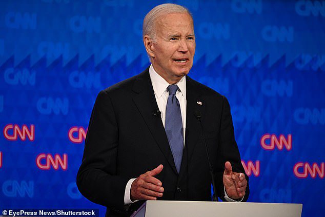 US President Joe Biden, speaks during a presidential debate with Republican candidate Donald Trump