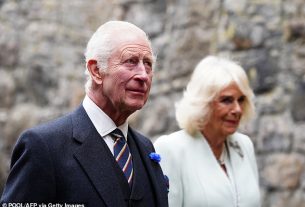 The King (pictured yesterday with Queen Camilla) has expressed his 'profound sadness' at the destruction and loss of life caused by Hurricane Beryl in the Caribbean