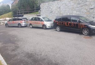 Some nine vehicles belonging to a group of strictly Orthodox Jews, some of whom were from Stamford Hill in London , were reportedly vandalised with the spray paint